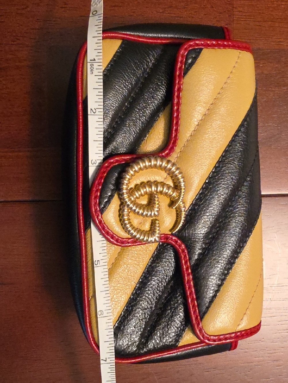 Gucci Tricolor Matelassé Leather Mini GG Marmont Torchon Crossbody Bag Authentic - Picture 17 of 17